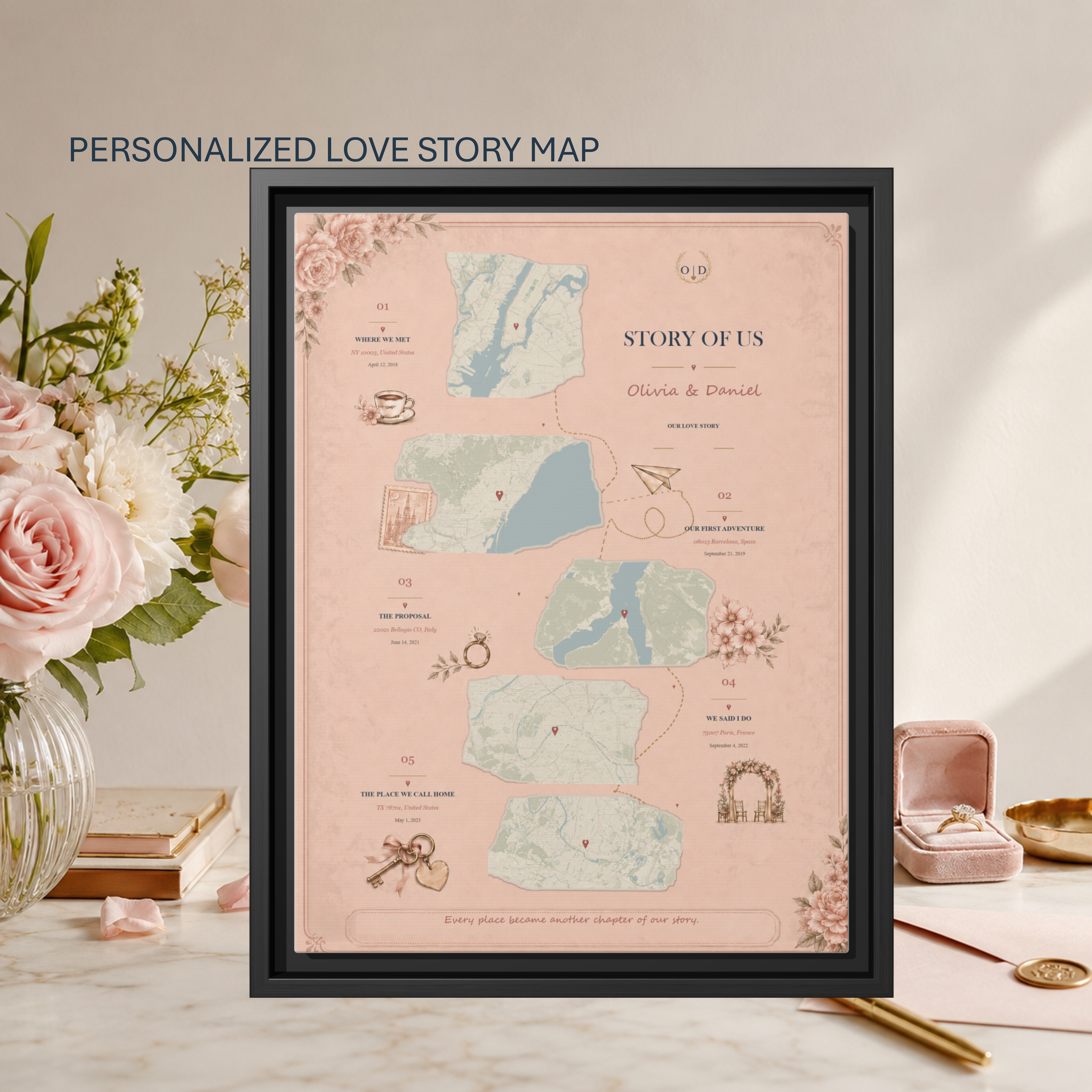Personalized Love Story map artwork